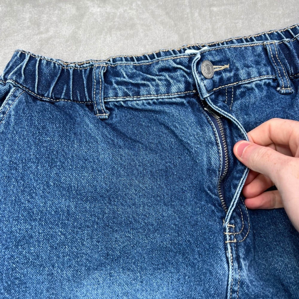 Forever 21 Jogger Jeans Womens Large Blue Medium Wash Cargo Utility Elastic Hem - Picture 3 of 12
